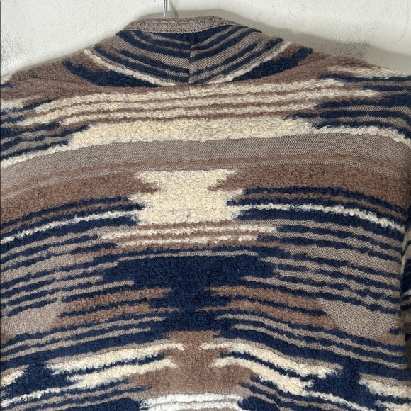 LUCKY BRAND Aztec Western Boho Tribal Open Front Brown Blue Cardigan Size Large - Picture 10 of 16